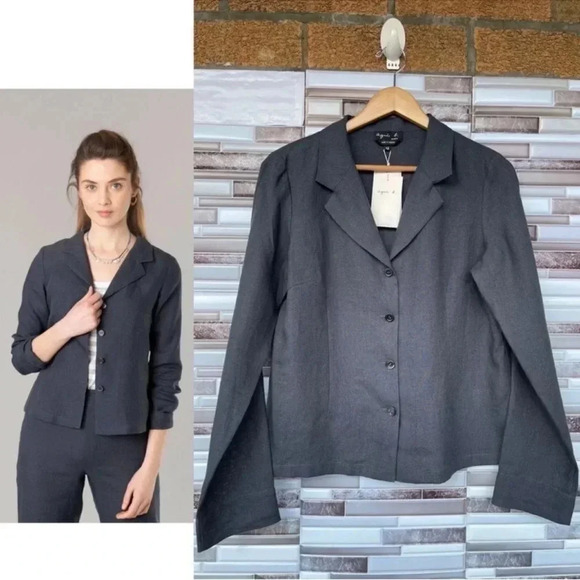 Agnes B dark grey linen New Cubana shacket 42/10 - Picture 1 of 15